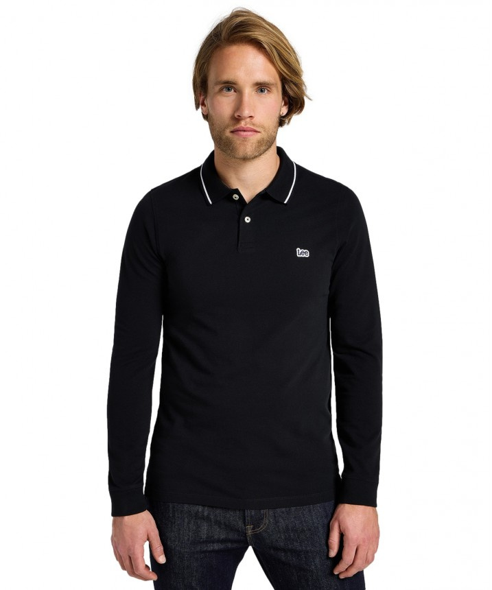 MESKA KOSZULKA POLO LEE LS PIQUE POLO BLACK BLACK 112322786