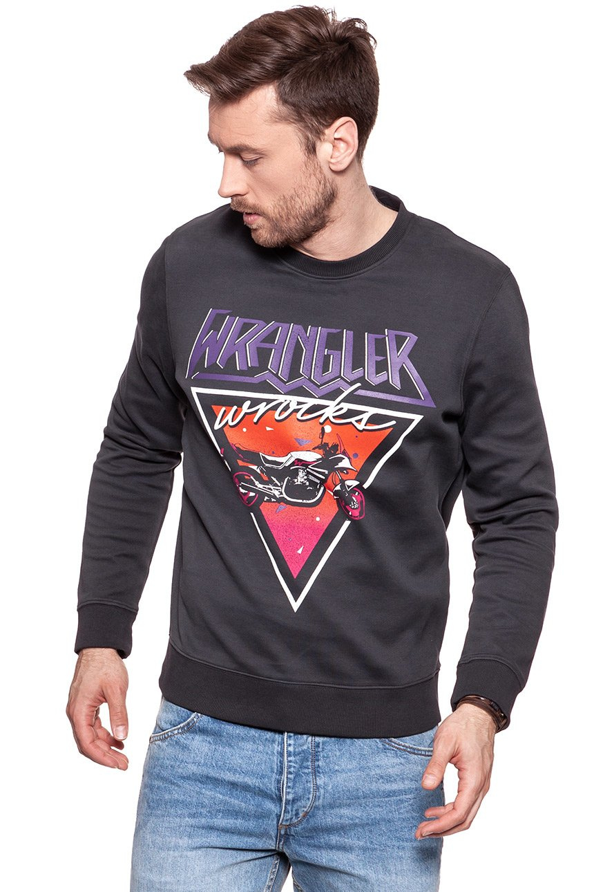 BLUZA WRANGLER MĘSKA CREW SWEAT FADED BLACK W6559IHV6 112130571
