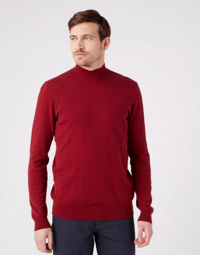 WRANGLER SEASONAL KNIT MĘSKI SWETER GOLF RHUBARB RED W8D12PXRO 112321350