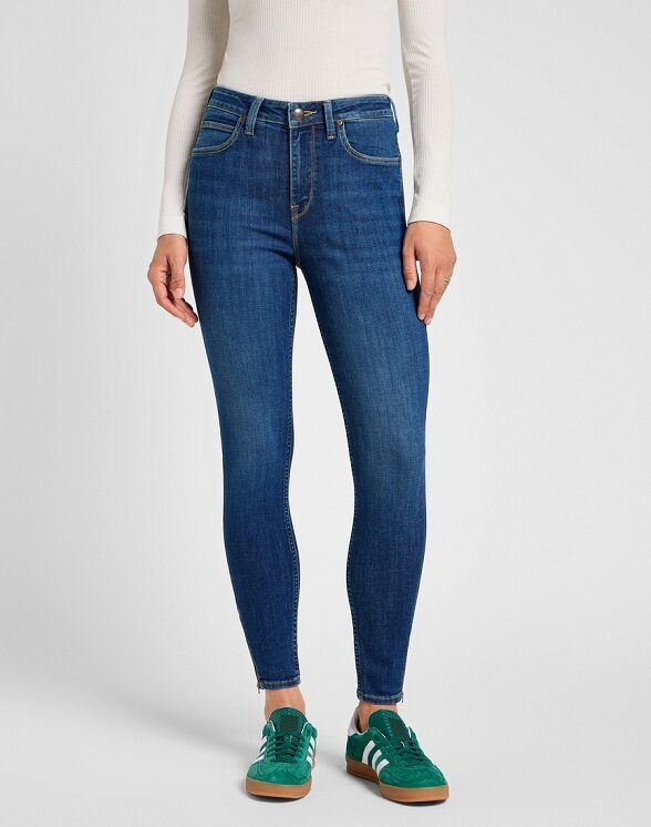 LEE DAMSKIE SPODNIE JEANSOWE SCARLETT HIGH ZIP INDIGO REALNES 112355547 L31B016319