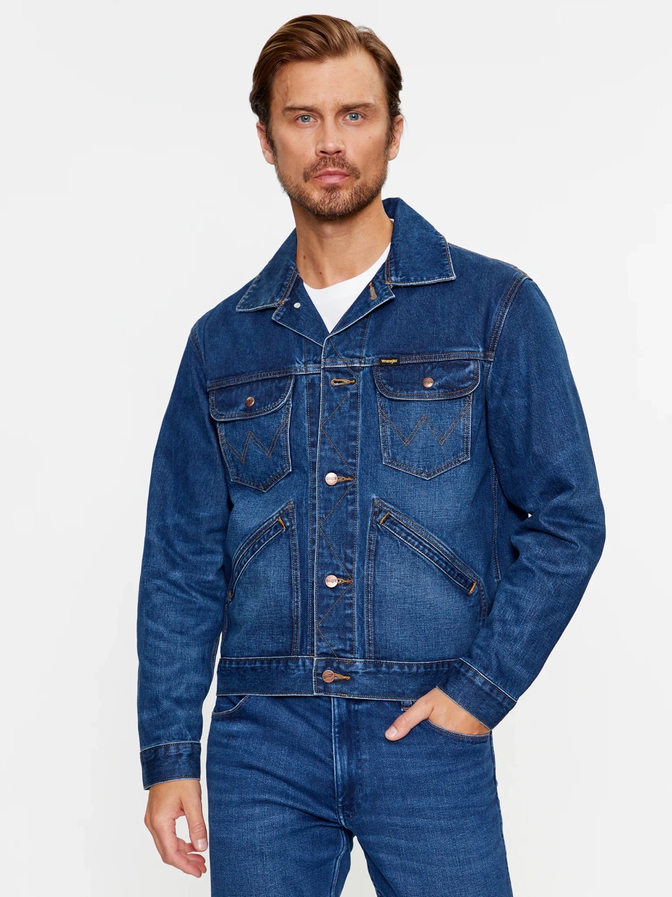 WRANGLER 124MJ FAR MĘSKA KURTKA JEANSOWA JEANS FAR AWAY 112341043 W4MJ007106