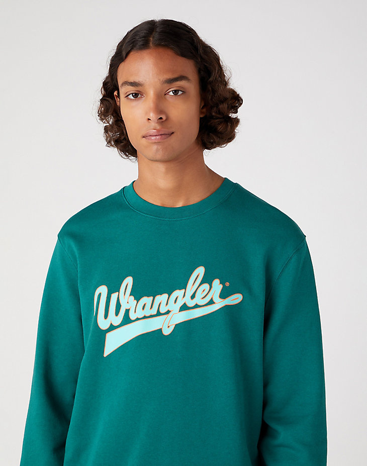 WRANGLER CREW NECK MĘSKA BLUZA BEZ KAPTURA LOGO CIEPŁA BAYBERRY GREEN W6H0I3G26 112331914
