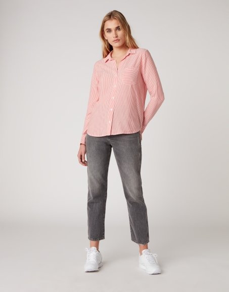 WRANGLER 1PKT STRIPE SHIRT DAMSKA KOSZULA BITTERSWEET RED W5R4TIXBO 112130312