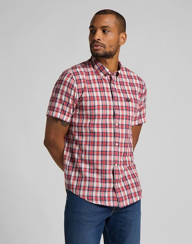 KOSZULA MĘSKA LEE BUTTON DOWN SS AURORA RED L886KZNV 112123676