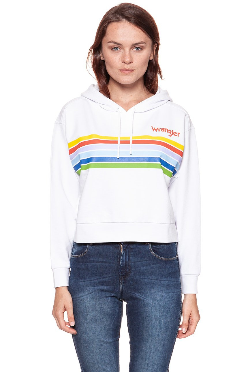 BLUZA WRANGLER DAMSKA CROPPED HOODY WHITE W6073HP12 112130434
