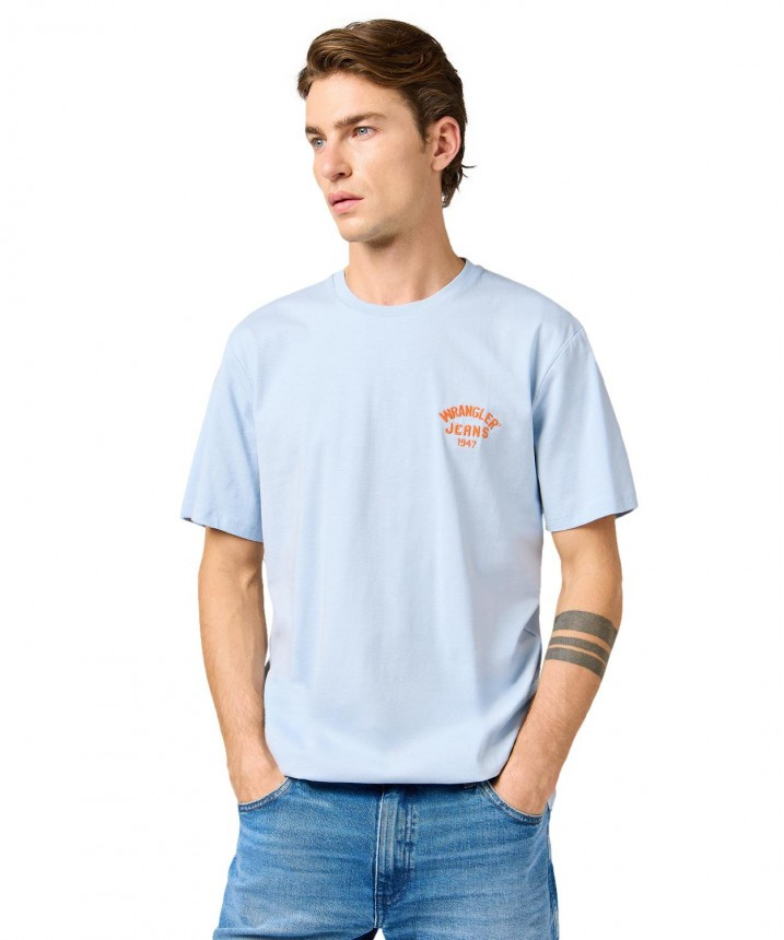 MESKA KOSZULKA WRANGLER SMALL LOGO TEE NIAGARA MIST 112362908