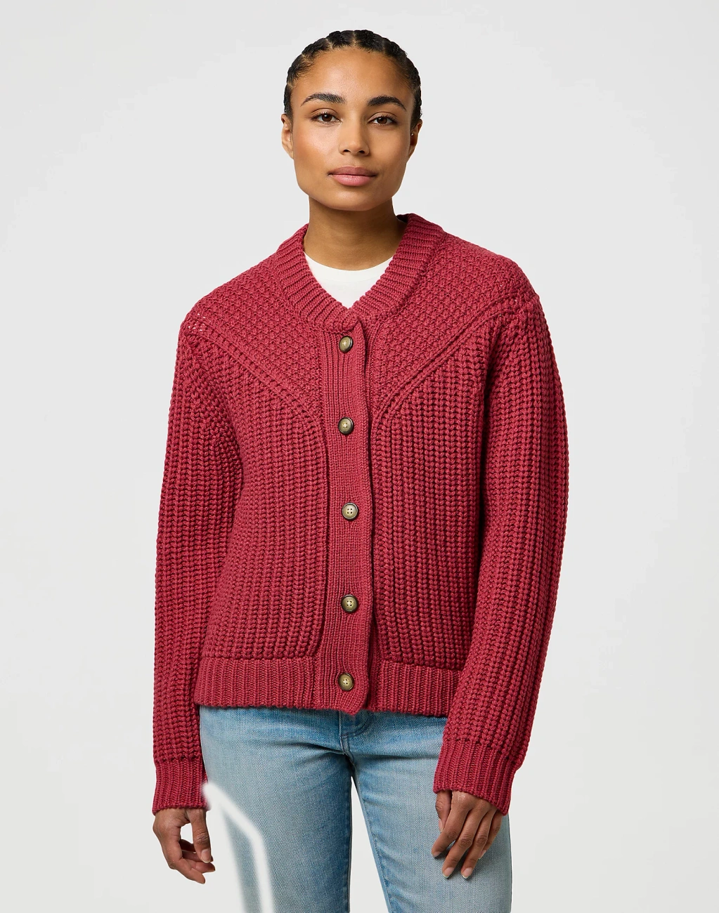 DAMSKI SWETER WRANGLER WESTERN CARDIGAN EARTH RED 112370797