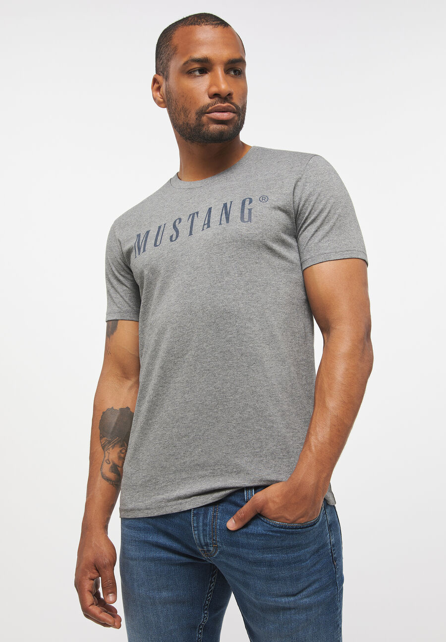 MUSTANG Style Alex C LOGO Tee MĘSKI T-SHIRT KOSZULKA Mid Grey Melange 1013221 4140