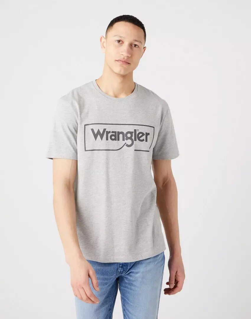 WRANGLER FRAME LOGO TEE MĘSKI T-SHIRT KOSZULKA NADRUK MID GREY W70JD3X37 112320767