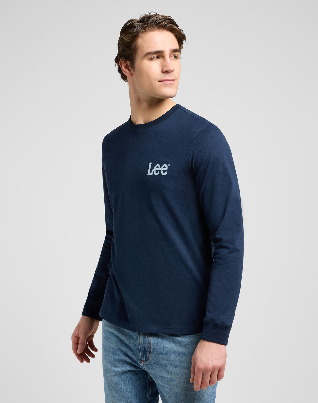 MESKA KOSZULKA LEE LS WOBBLY LEE TEE RIVET NAVY 112372359