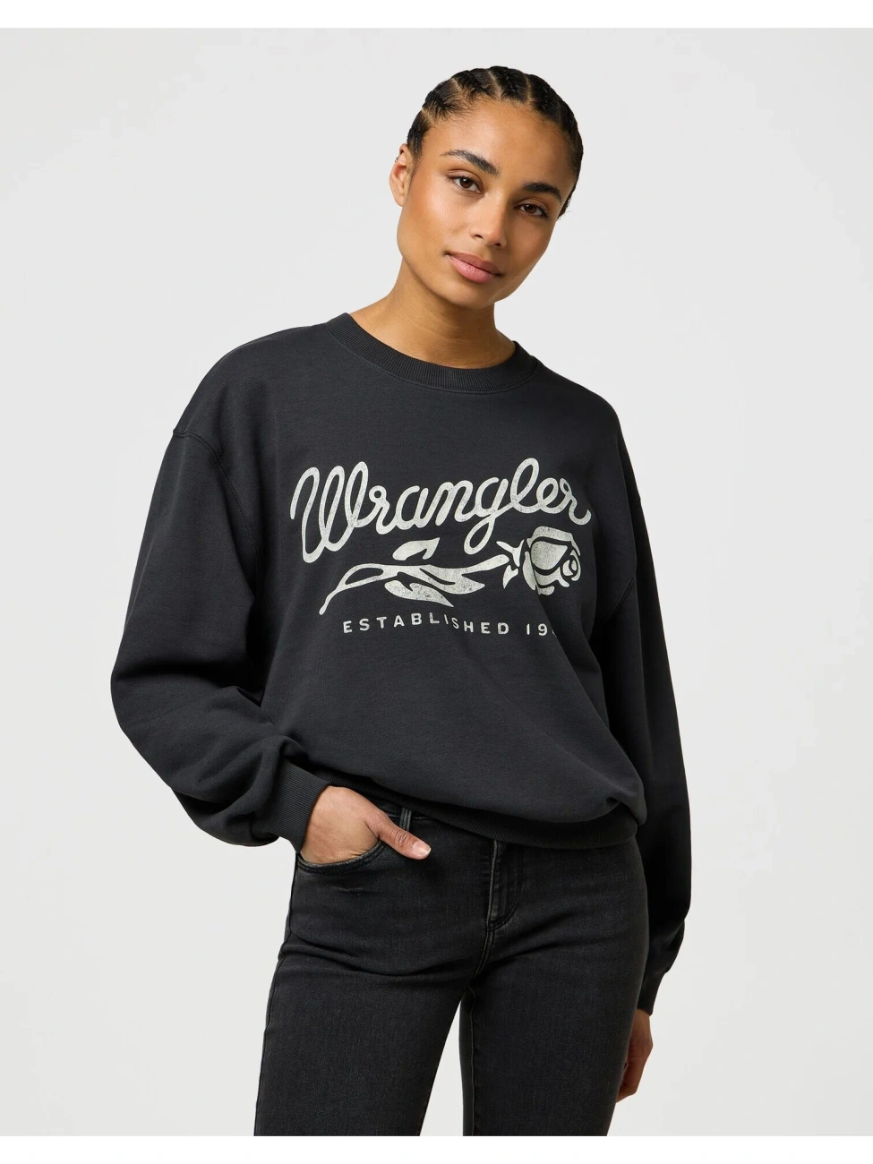 DAMSKA BLUZA WRANGLER OVERSIZED SWEAT FADED BLACK 112370826