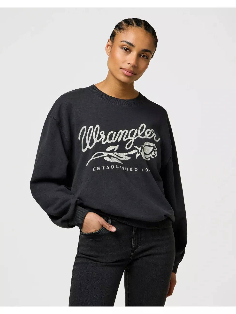 DAMSKA BLUZA WRANGLER OVERSIZED SWEAT FADED BLACK 112370826