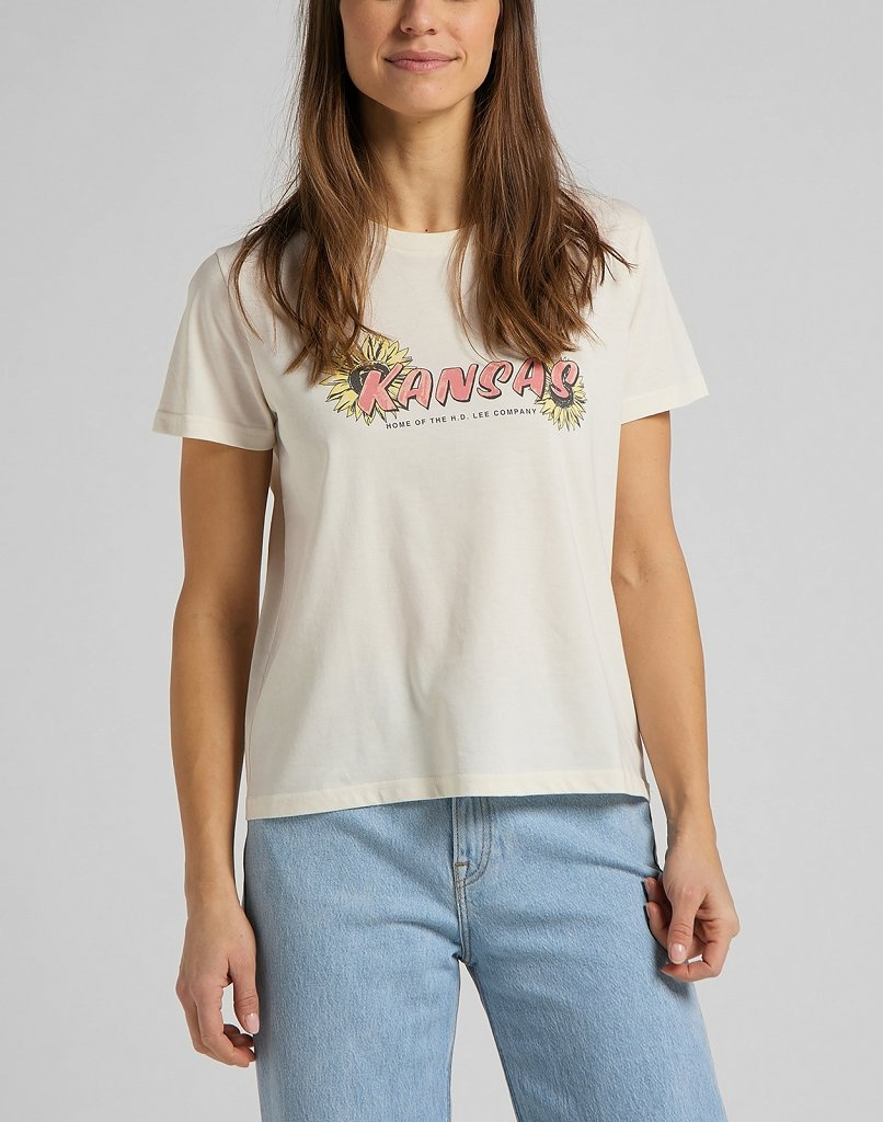 DAMSKI T-SHIRT LEE KANSAS GRAPHIC TEE SHARK TOOTH L44HEPQB 112109876