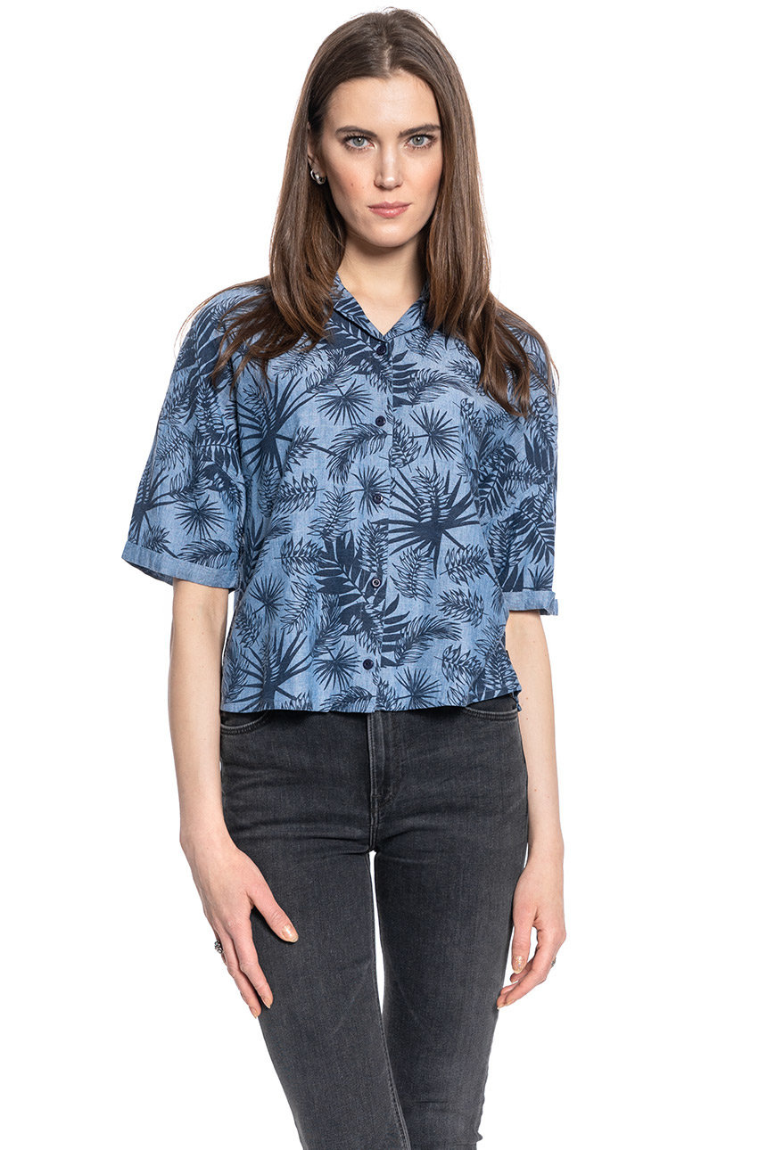 LEE FLORAL RESORT SHIRT DAMSKA KOSZULA RELAXED FIT WASHED BLUE L46DIULR 112110887