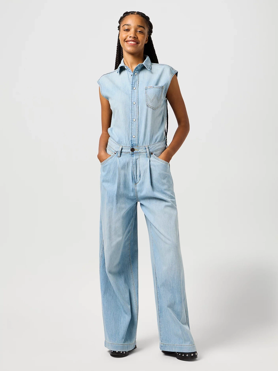 WRANGLER DAMSKI KOMBINEZON JEANSOWE WRANGLER TROUSER JUMPSUIT PALE BLUE WASH 112362713