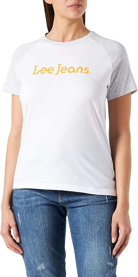 LEE RAGLAN TEE DAMSKI T-SHIRT KOSZULKA Z KRÓTKIM RĘKAWEM LOGO BRIGHT WHITE L43NEHLJ 112109703