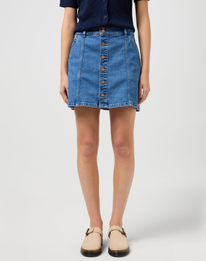 DAMSKA SPÓDNICA WRANGLER DENIM MINI SKIRT MID WASH 112352524