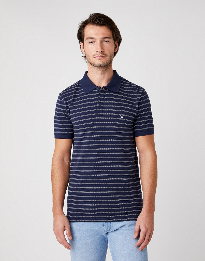 MĘSKIE POLO WRANGLER SS YD STRIPE POLO NAVY W7ALKD114 112131349