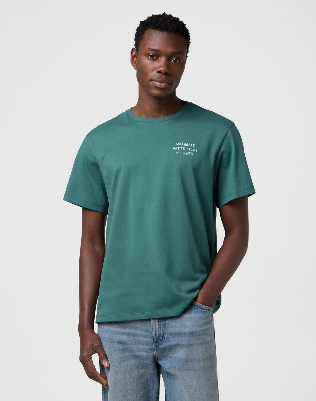 MESKA KOSZULKA WRANGLER EMBROIDERY TEE BISTRO GREEN 112371491