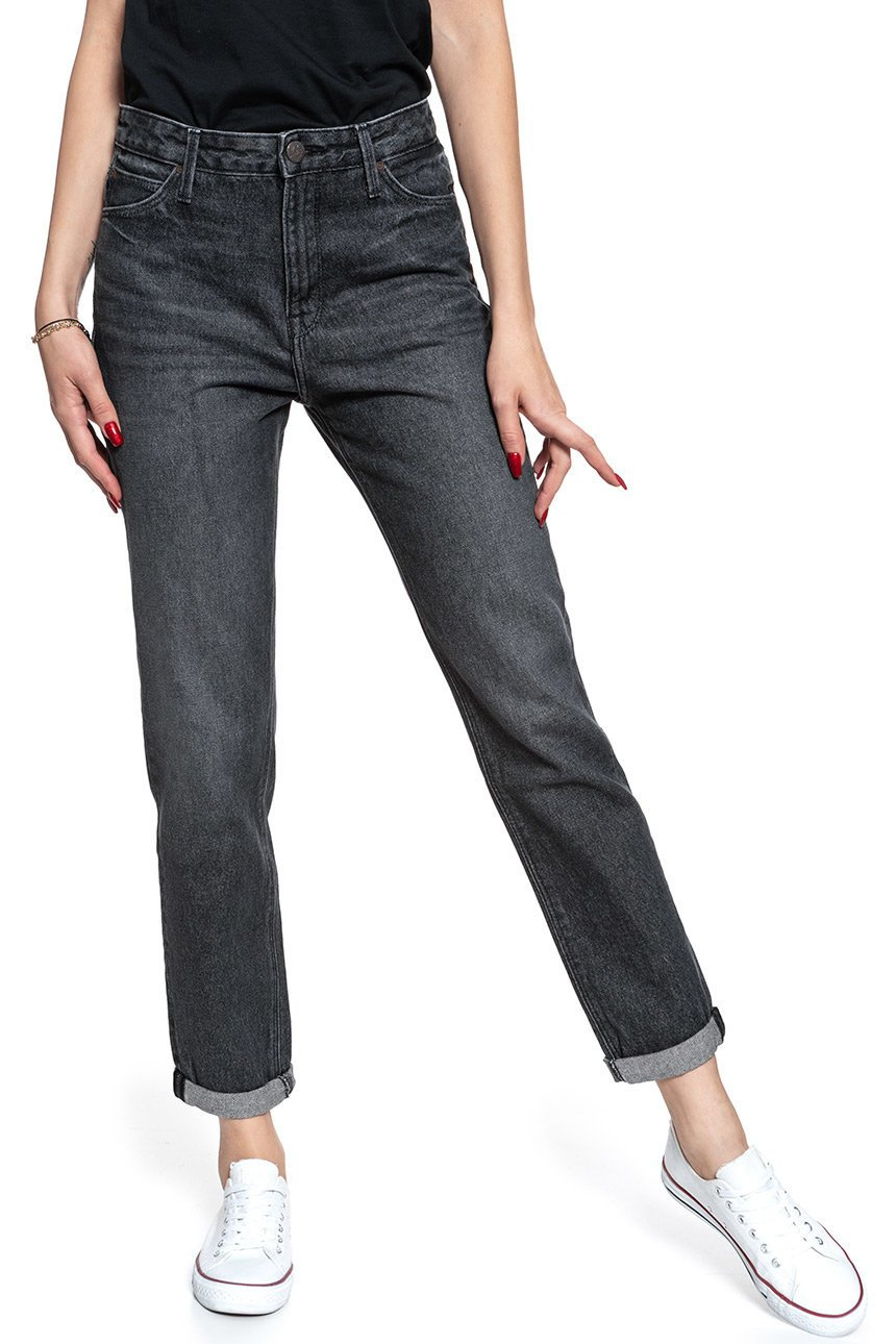 SPODNIE DAMSKIE LEE MOM STRAIGHT BLACK LAMONT L32IFFJZ 112107548