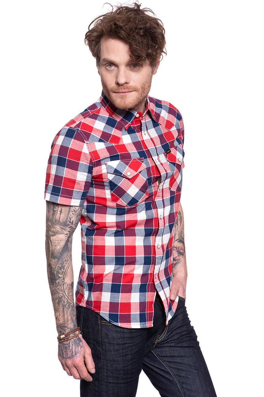 LEE SS WESTERN MĘSKA KOSZULA BRIGHT RED L640NMEF 112115286