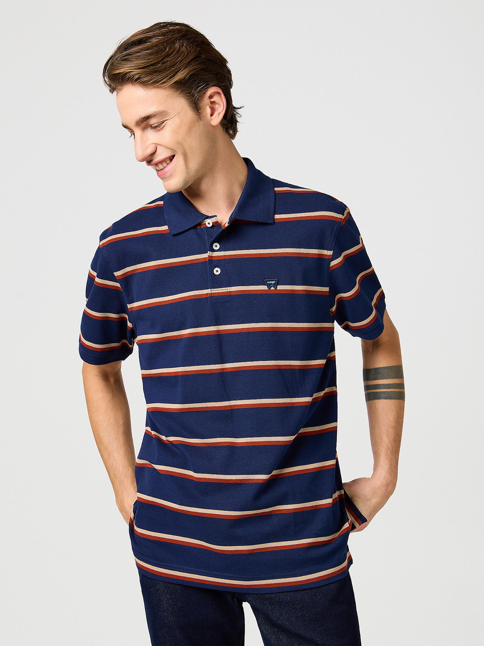 WRANGLER MĘSKA KOSZULKA STRIPE POLO SHIRT NAVY 112362827