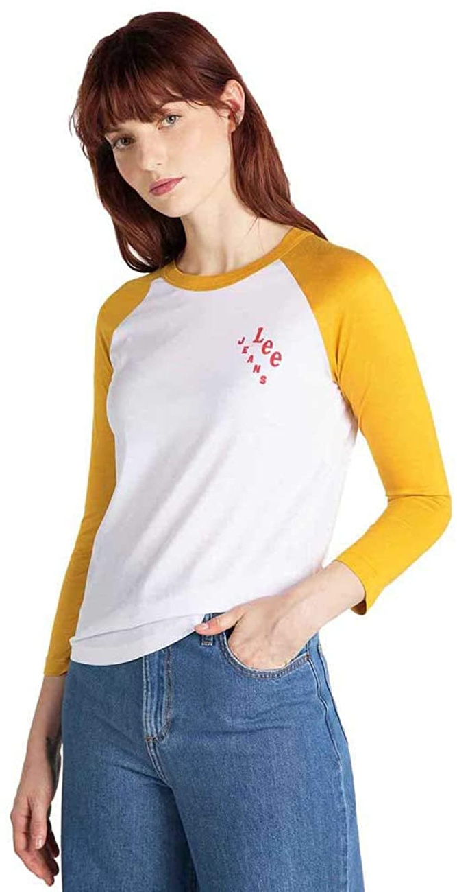 LEE REGLAN RINGER TEE DAMSKI LONGSLEEVE SLIM FIT GOLDEN YELLOW L41NWMNF 112109105
