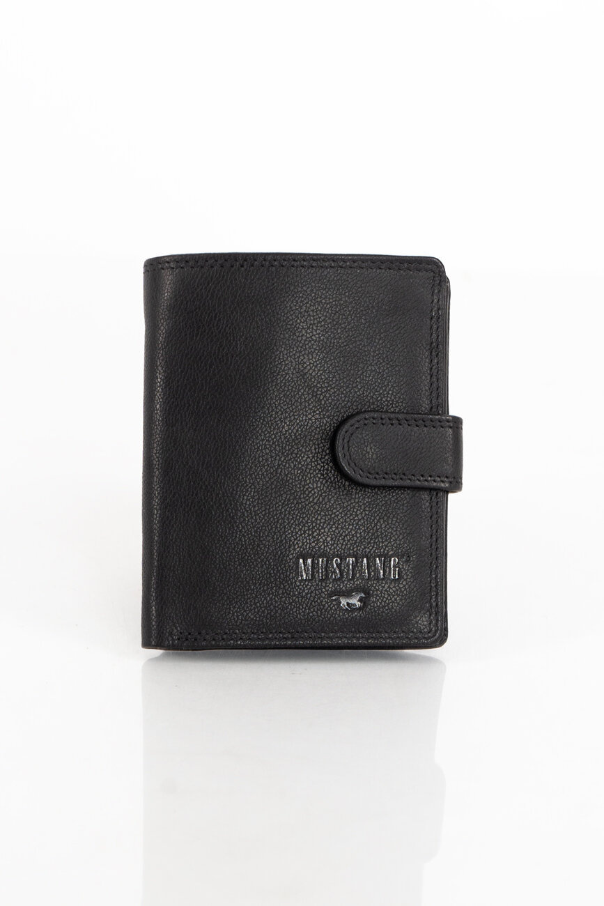 MUSTANG DENIMO WALLET MĘSKI PORTFEL SKÓRZANY POJEMNY KARTY BLACK