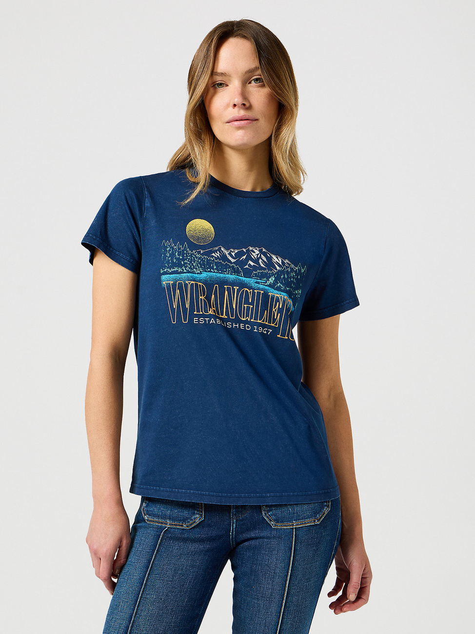 WRANGLER DAMSKA KOSZULKA WRANGLER GRAPHIC TEE NAVY 112356432