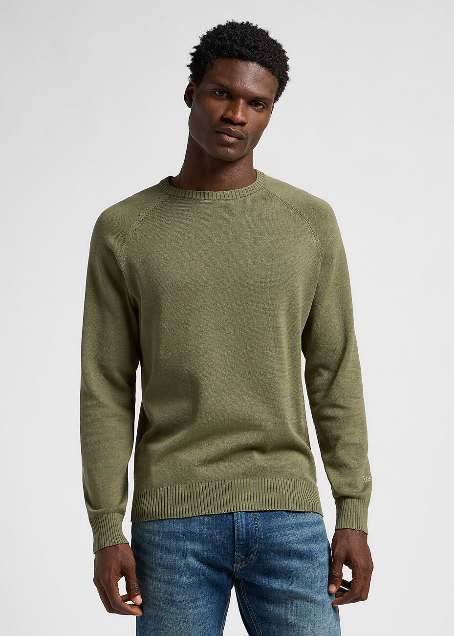 LEE MĘSKI SWETER CLEAN RAGLAN SWEATER MERCANTILE GREEN 112355673 LD46008526