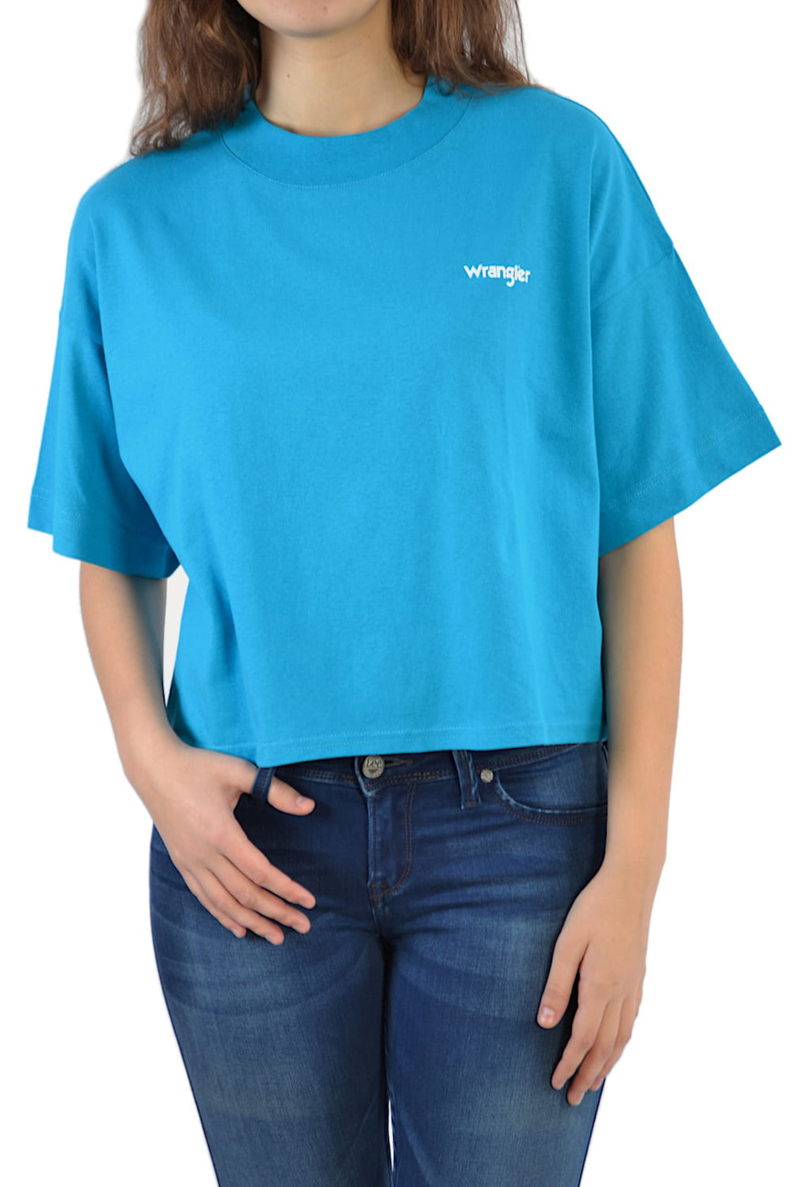 WRANGLER 90s TEE MĘSKI T-SHIRT KOSZULKA LOGO CARRIBEAN SEA W7Q4GFB13 112132083