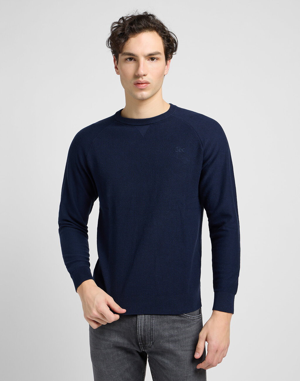 LEE RAGLAN CREW KNIT MĘSKI SWETER SKY BLUE L83PKHHY 112321587