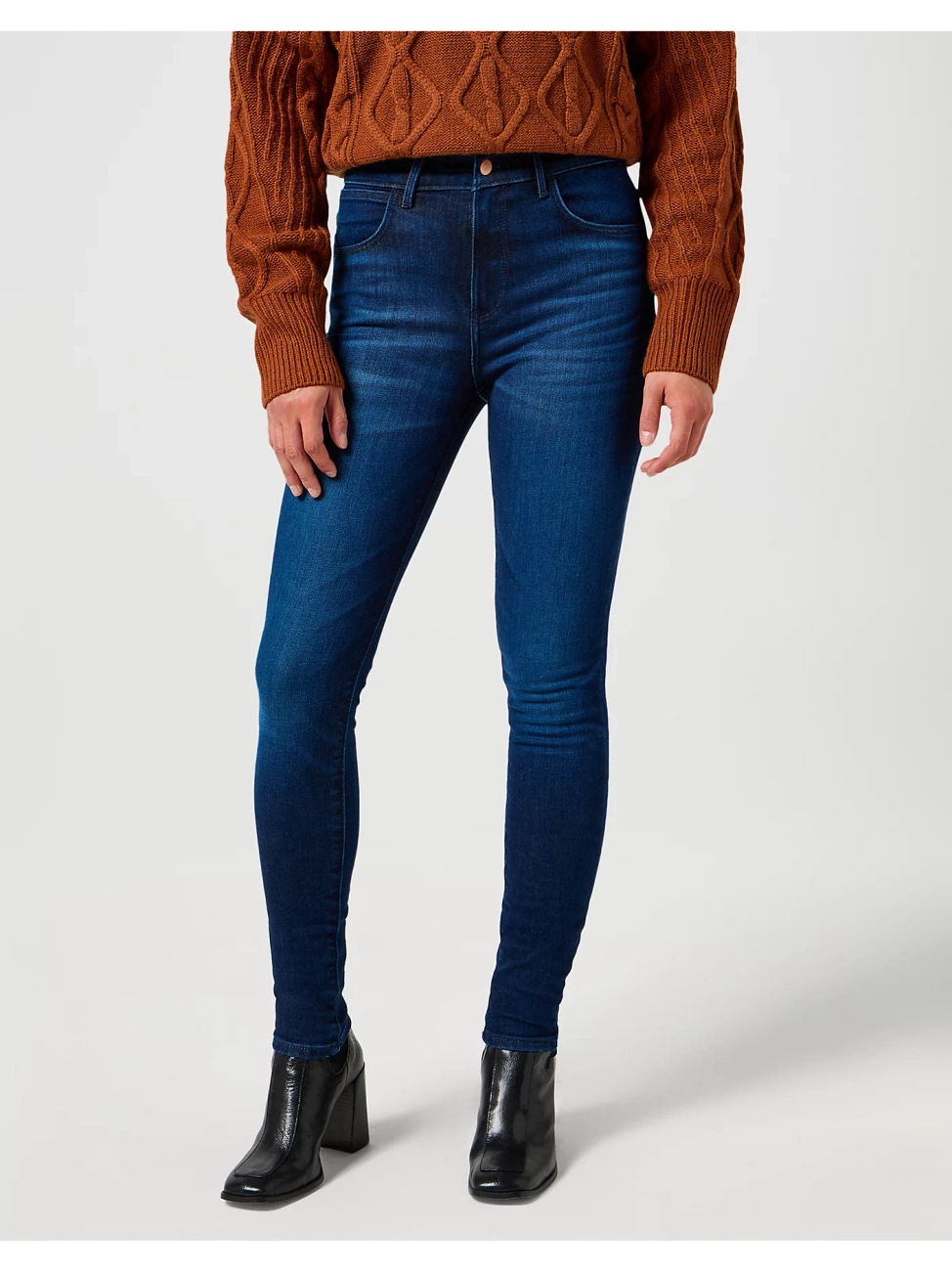 WRANGLER DAMSKIE SPODNIE JEANSOWE HIGH SKINNY SOLSTICE BLUE 112358235 W27H018359