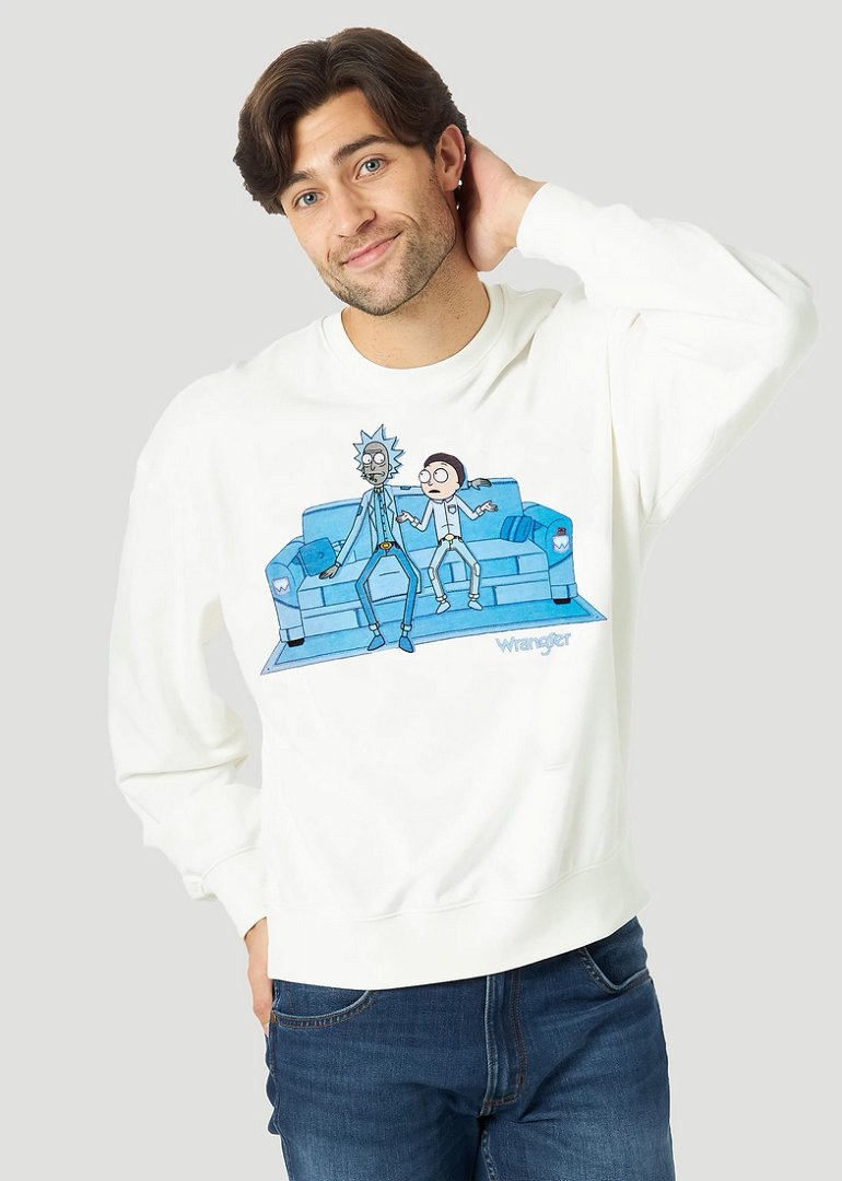 WRANGLER RICK&MORTY CREW MĘSKA BLUZA KLASYCZNA NADRUK LOGO OFF WHITE W6R1HN737 112144803