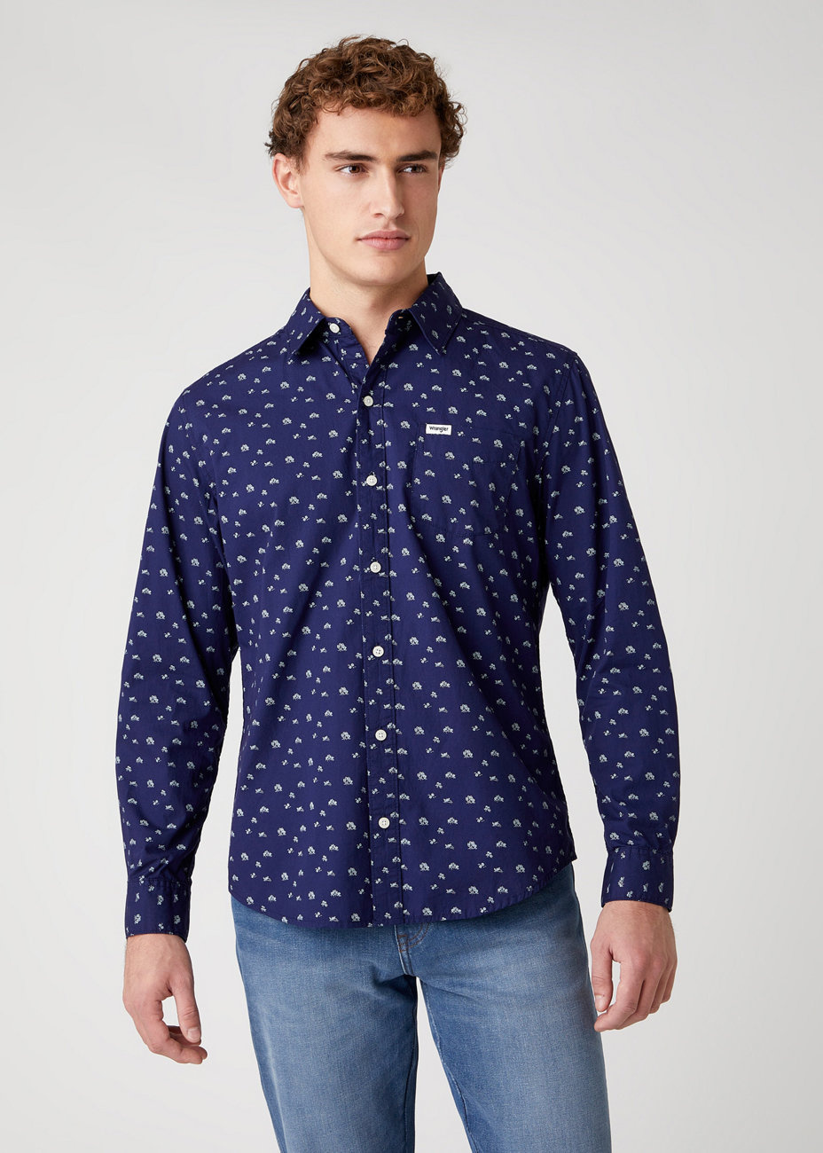 MĘSKA KOSZULA MATERIAŁOWA WRANGLER LS 1PKT SHIRT INDIGO W5D0N4452 112130102