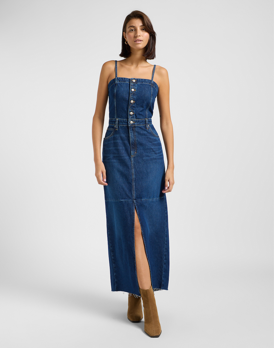 DAMSKA SUKIENKA LEE MAXI DENIM DRESS DARK FUSION 112363487