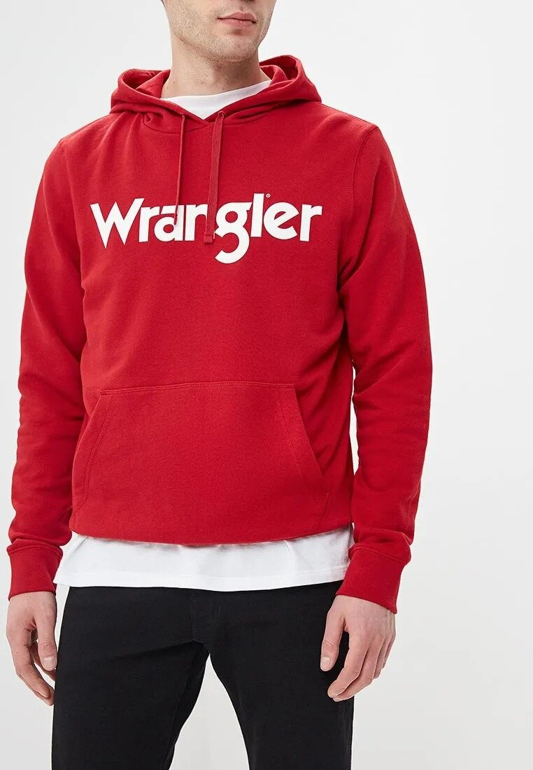WRANGLER LOGO HOODIE MĘSKA BLUZA Z KAPTUREM SCARLET RED W6590HAUU 112130625