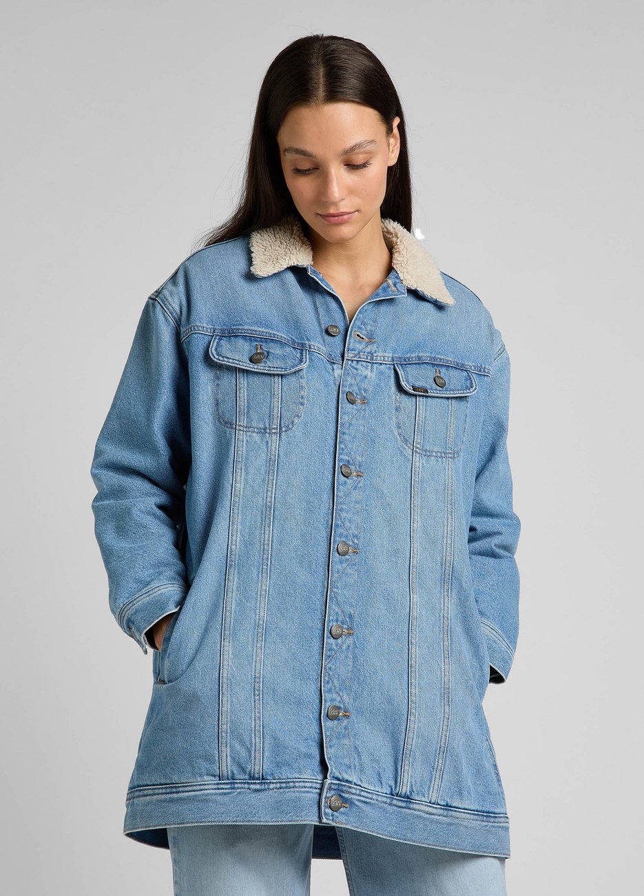 LEE ELONGATED SHERPA RIDER DAMSKA KURTKA JEANSOWA DAY USE L55NRDZC 112322384