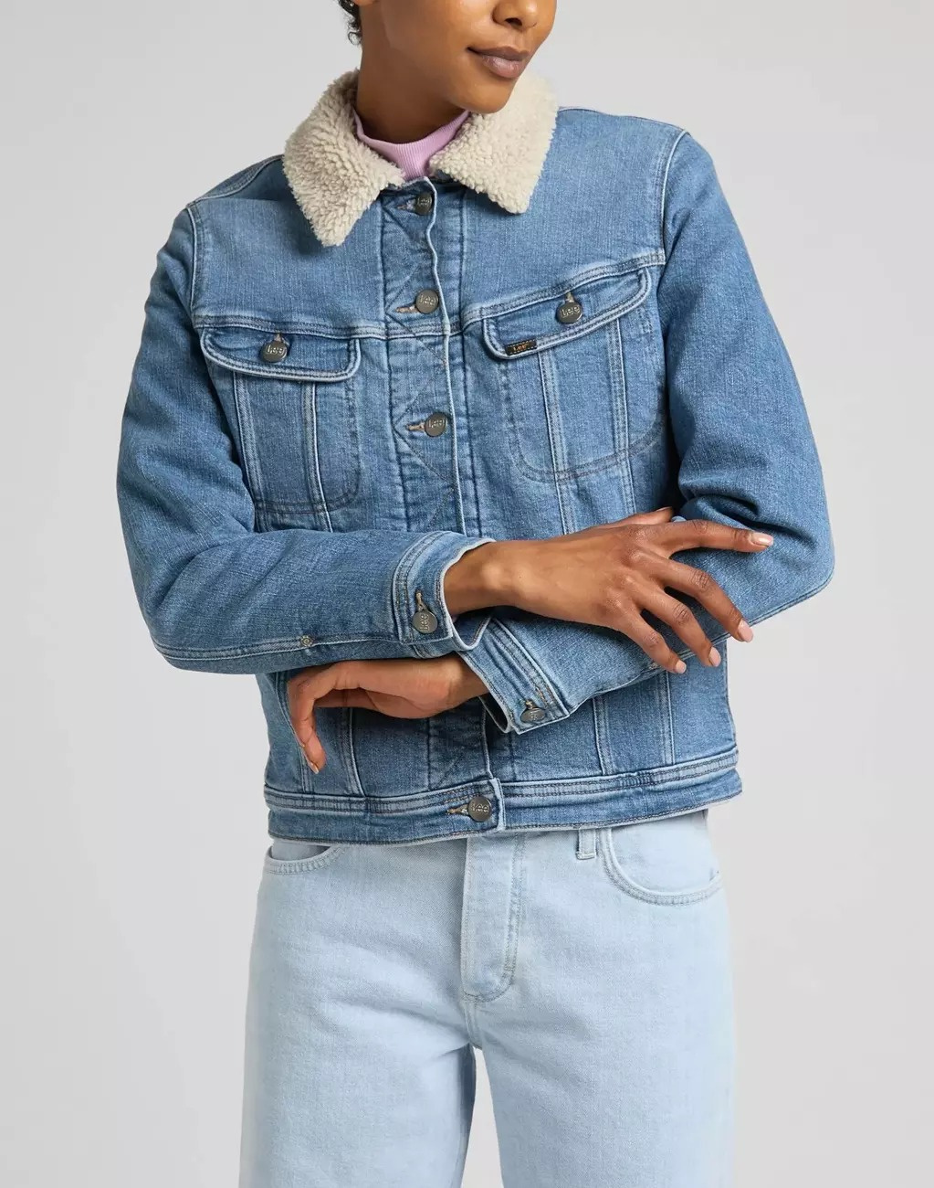 LEE SHERPA RIDER DAMSKA KURTKA JEANSOWA PARTLY CLOUDY L54VFAPA 112320553