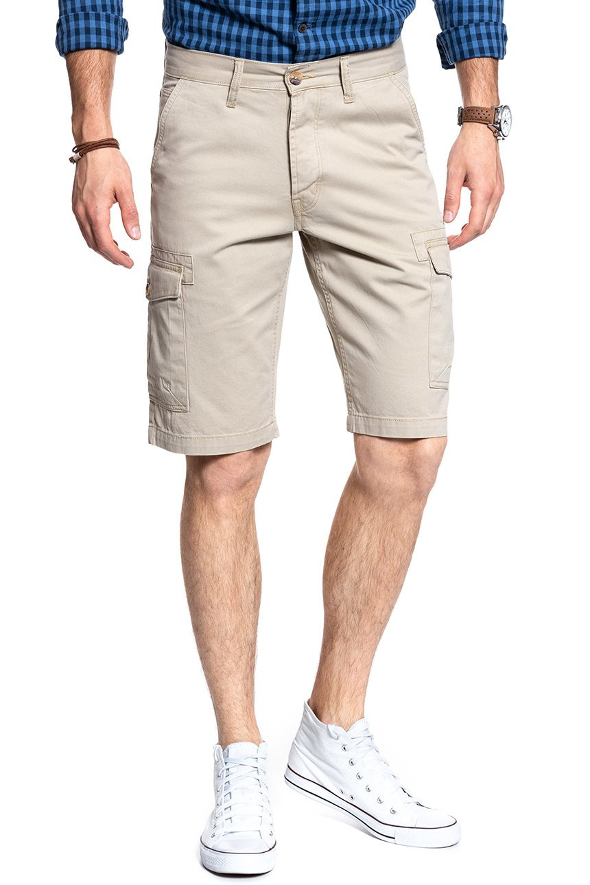 KRÓTKIE SPODENKI WRANGLER CARGO SHORT CAMEL WASHED W15DHC49J 112126785