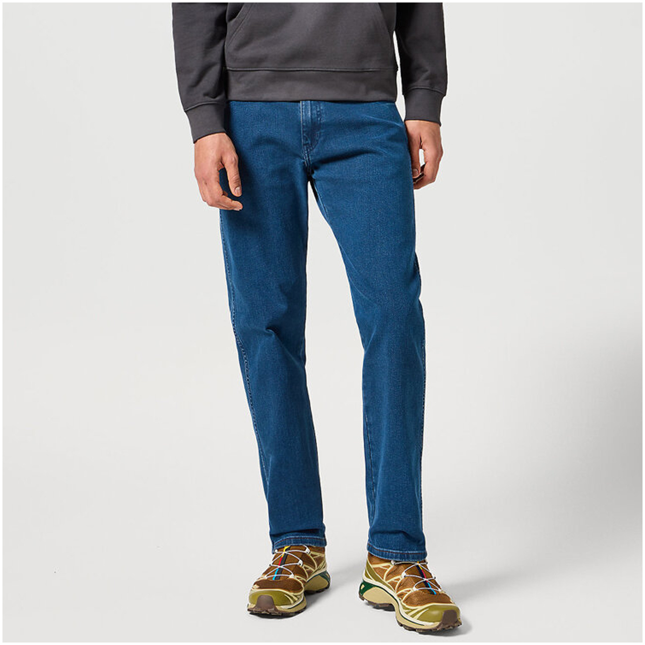 WRANGLER MĘSKIE SPODNIE JEANSOWE FRONTIER BLUE GREY 112355017 W16V017416