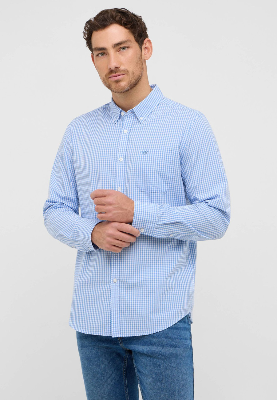 Męska Koszula Mustang Style Chester Gingham Check Light Blue 1016947 12795