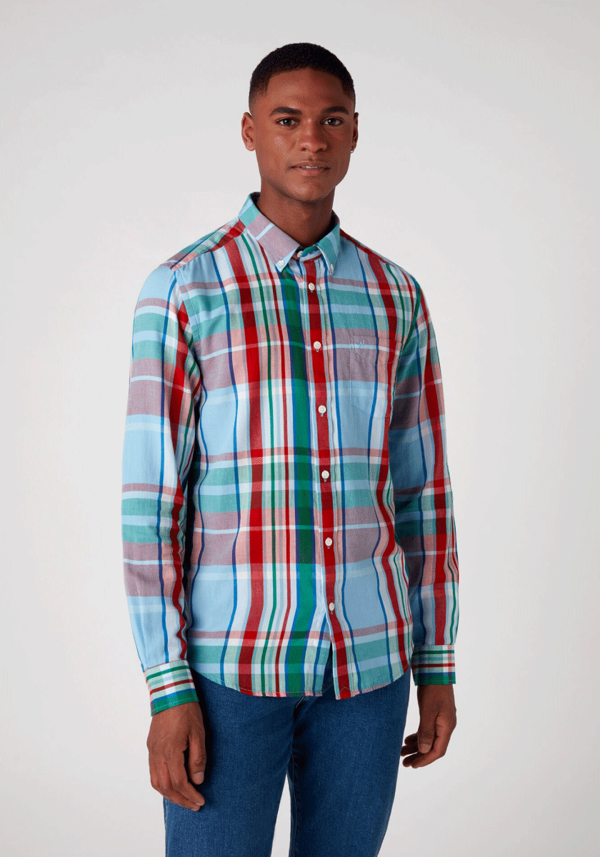 WRANGLER LS 1PKT SHIRT MĘSKA KOSZULA FORMULA RED W5F34SXWO 112130128