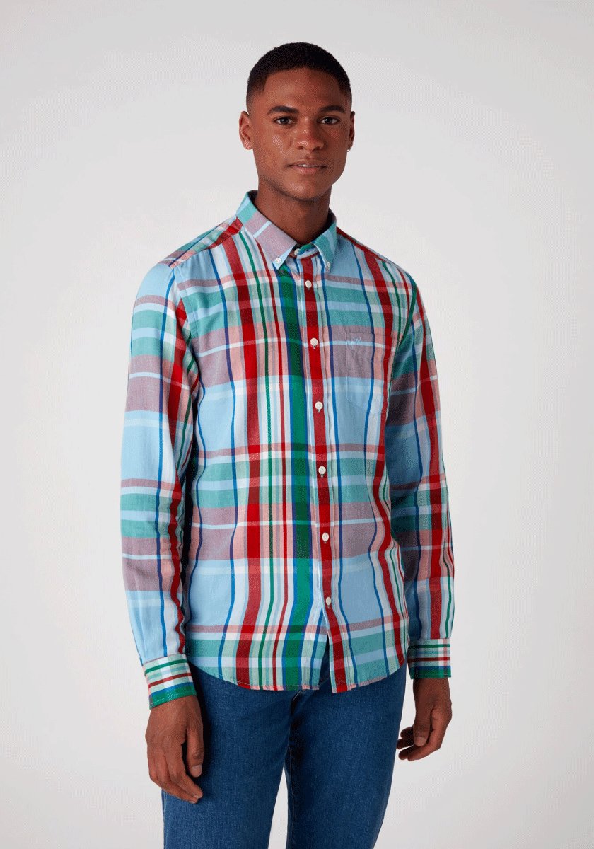 WRANGLER LS 1PKT SHIRT MĘSKA KOSZULA FORMULA RED W5F34SXWO 112130128