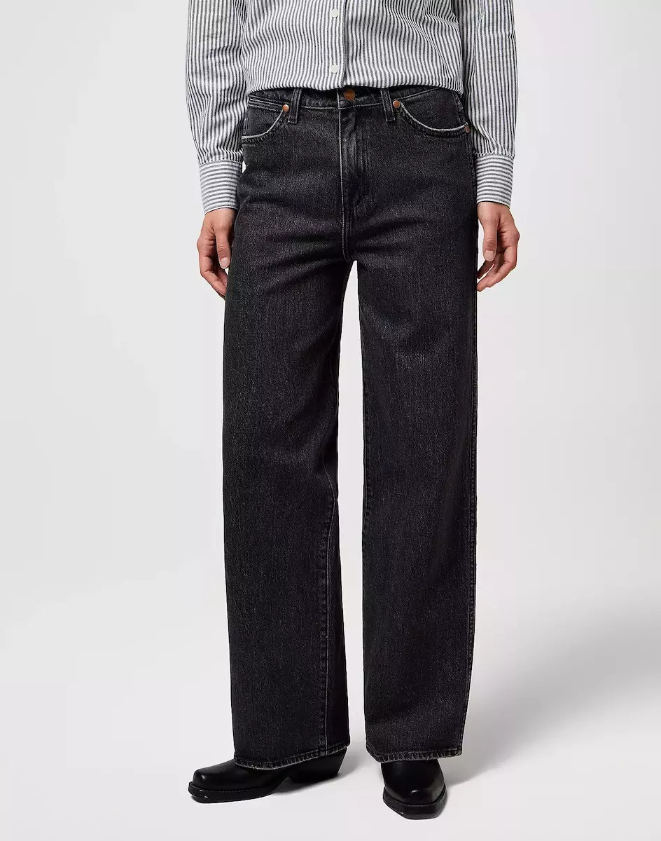 DAMSKIE SPODNIE WRANGLER LOOSE STRAIGHT BLACK SAND 112371182