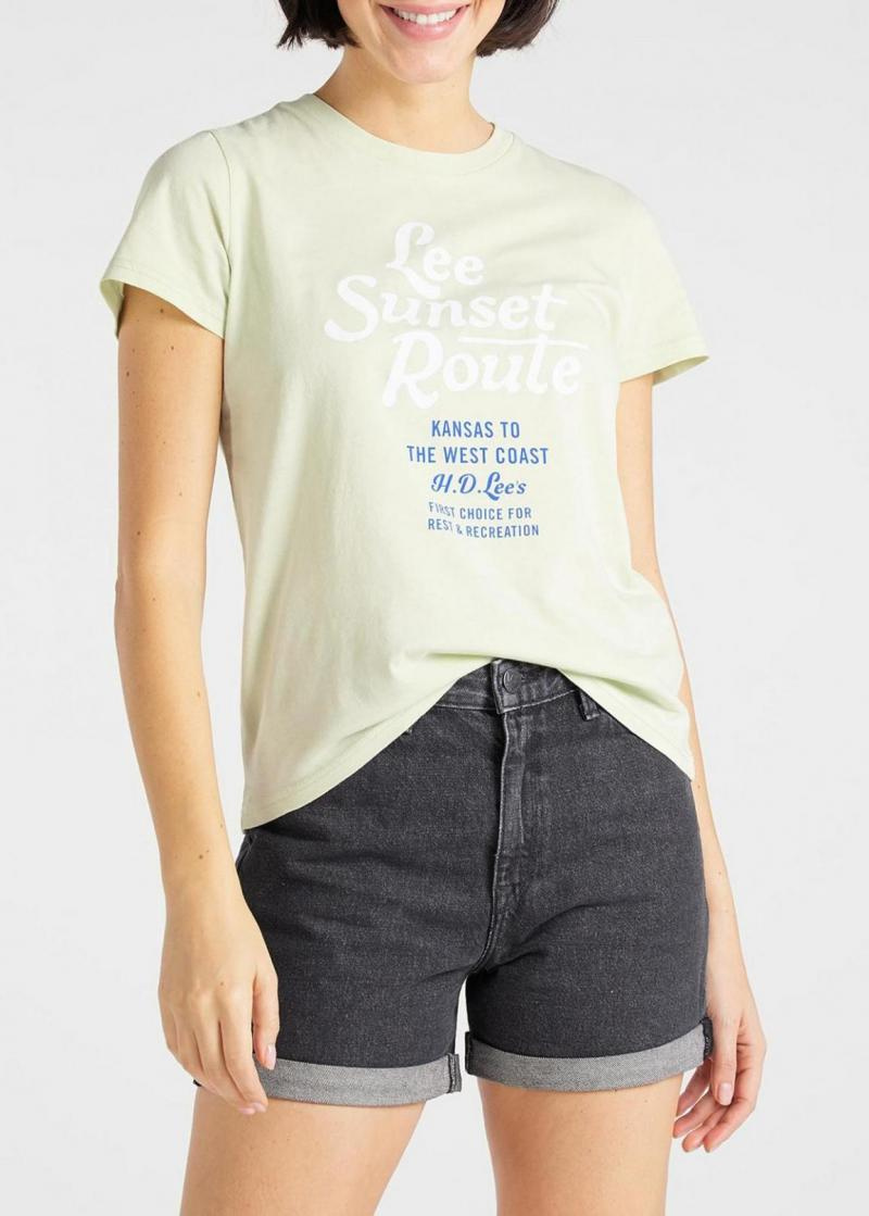 LEE GRAPHIC TEE DAMSKI T-SHIRT KOSZULKA NADRUK LOGO REGULAR FIT SUMMER GREEN L41AEPNK 112108854