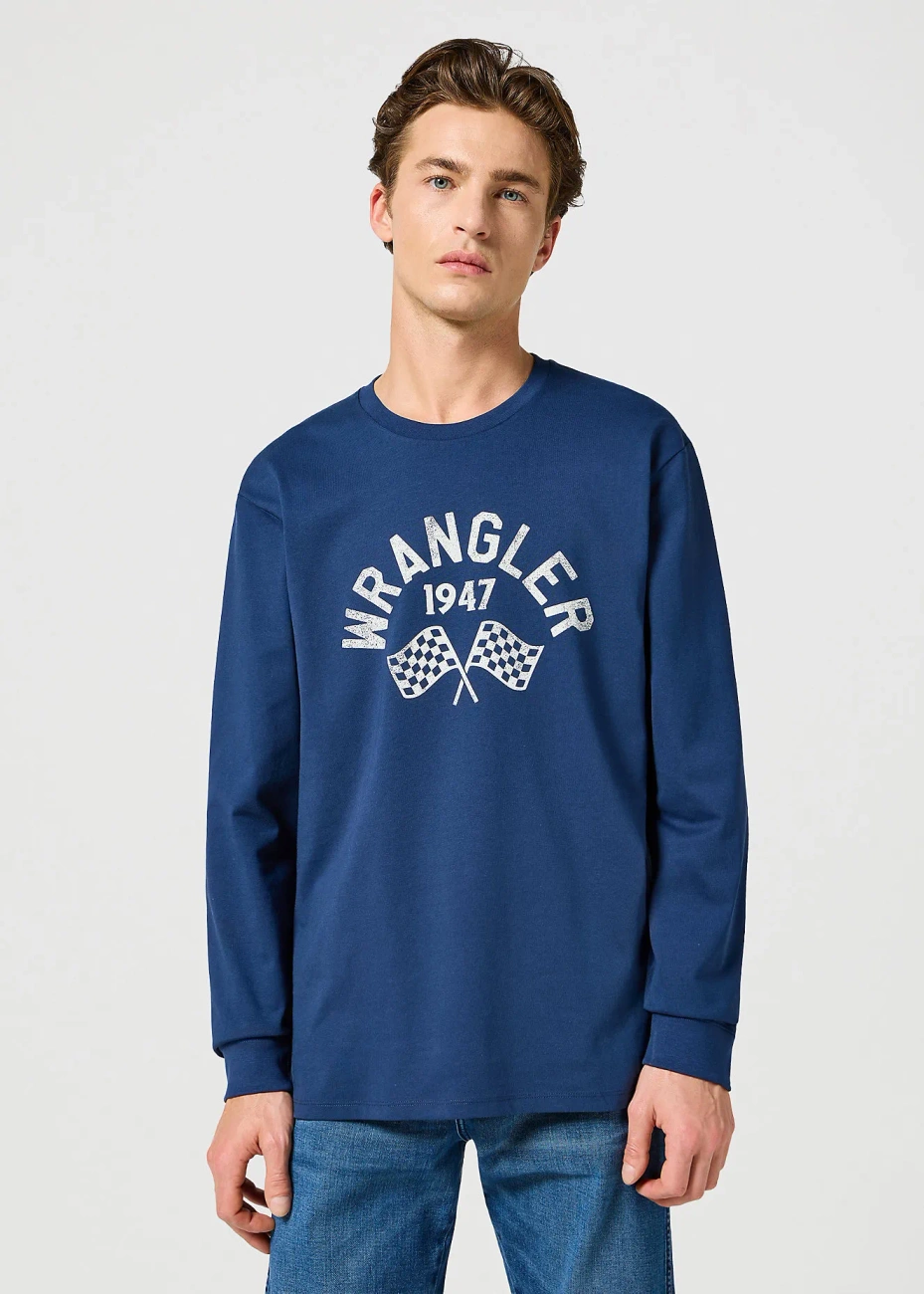 WRANGLER MĘSKA KOSZULKA LS GRAPHIC TEE NAVY 112357447