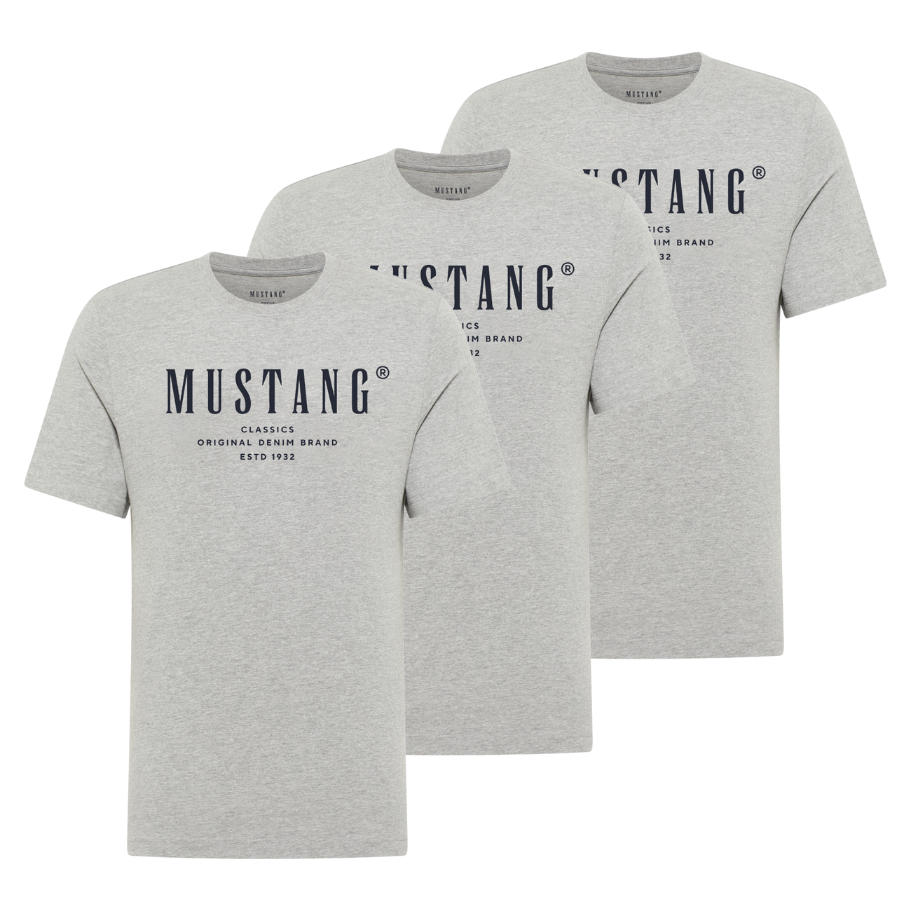 3PAK Męski T-Shirt Mustang Style Alex Mid Grey Mélange 1017330 4140