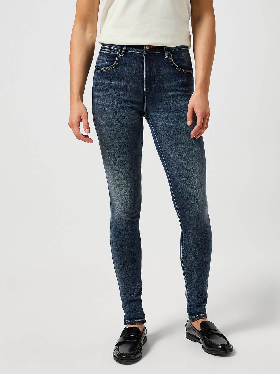 WRANGLER DAMSKIE SPODNIE JEANSOWE WRANGLER HIGH SKINNY HARMONY BLUES 112355900