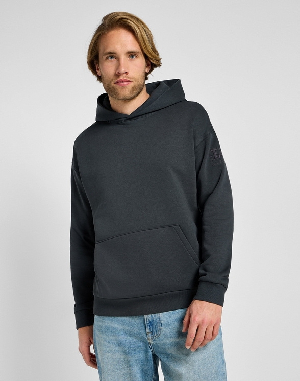 MĘSKA BLUZA Z KAPTUREM LEE CORE RELAXED HOODIE WASHED BLACK 112355528